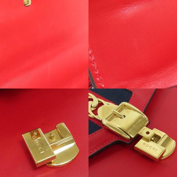 GUCCI Authentic Red Leather Sylvie Shoulder Bag - Picture 7 of 11